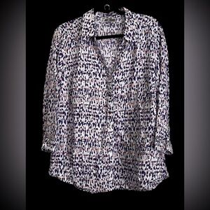 JM COLLECTION WOMENS LINEN BLOUSE, WHITE, ROYAL, PEACH, size 16